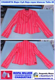 CHAQUETA-MUJER-CYA-ROJA-RAYAS-BLANCAS-TALLA-40