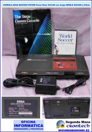 CONSOLA-SEGA-MASTER-SYSTEM-POWER-BASE-3010-06-CON-JUEGO-WORLD-SOCCER-Y-FOLLETO-PUBLICITARIO