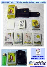 MINI-RIDER-TAROT-AGMULLER-CON-FUNDA-CUERO-CAJA-AMARILLA