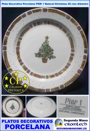 PLATO-DECORATIVO-PORCELANA-PIER1-NATURAL-CHRISTMAS-26CMS